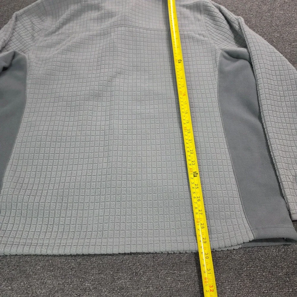 L.L.‎ Bean Fleece Jacket Mens XXL Gray Grid Tech Full Zip Sweater 508982 Hiking